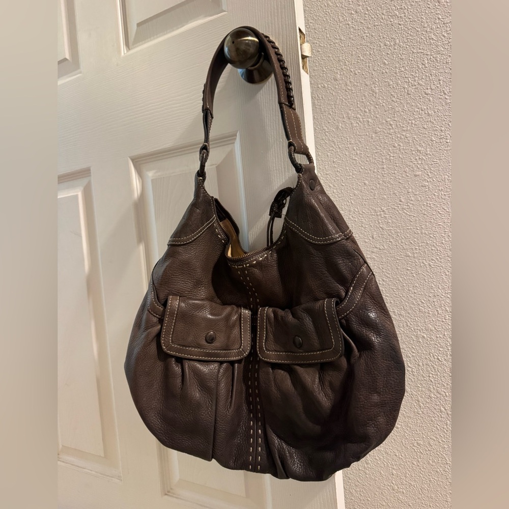 Elegant Cole Haan Brown Leather Shoulder Bag
